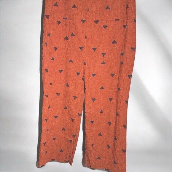 Oversized Bridge & Burn Sustainable Orange Aztec Sleeveless Jumpsuit L Overalls - Picture 3 of 6